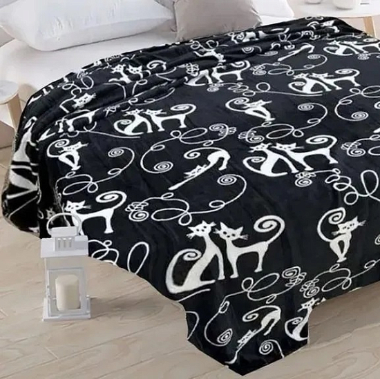 Плед 180*200 бамбуковый "Кошки" черный