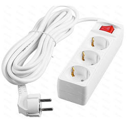 Сетевой удлинитель  5.0м DOMTOK 3гн.,ПВС 3*1  3,5кВт с/з, выкл.