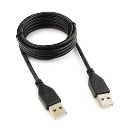 Кабель USB <--> USB  1.8м Cablexpert CC-USB2-AMAM-1.8M, AM/AM, экран, 28/26AWG, медь, Pro, черный, пакет