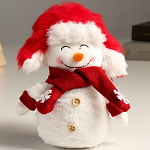 Кукла интерьерная "Снеговик в красной шапке ушанке-колпаке" 19 см   9488063