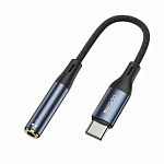 Переходник Jack 3.5 >--> Type-C YESIDO YAU38 чёрный