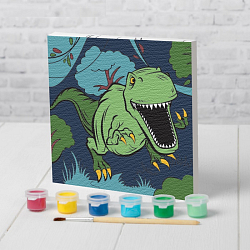 Картина по номерам «Динозавр в джунглях» 15×15 см