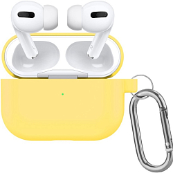 Силиконовый чехол Silicon case для AirPods PRO 2 с карабином 20_жёлтый