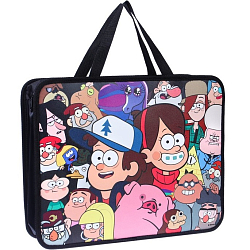 Папка с ручками А4, 33х26 см, на молнии, пластик, Гравити Фолз